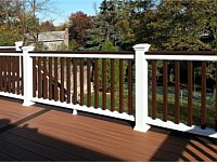 <b>Trex Composite Posts in white with cocktail rail and vintage lantern square balusters</b>